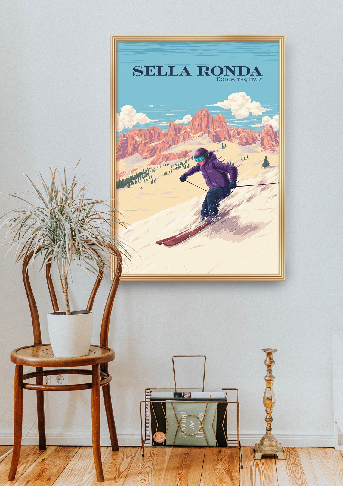 Sella Ronda Downhill Skier In The Dolomites Italy Travel Poster - Image 2