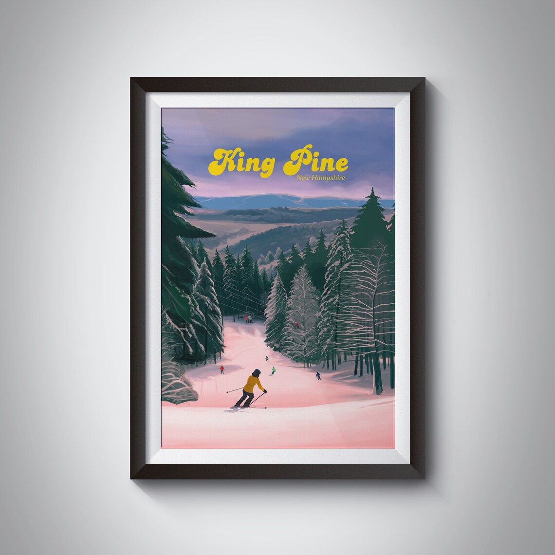 King Pine Ski Resort Vintage Travel Poster