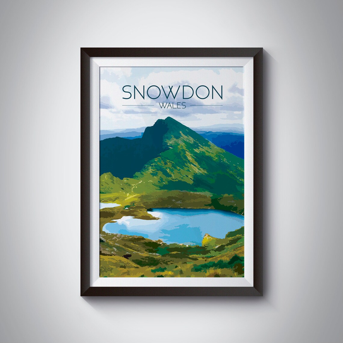 Mount Snowdon Wales Travel Poster, Snowdonia National Park