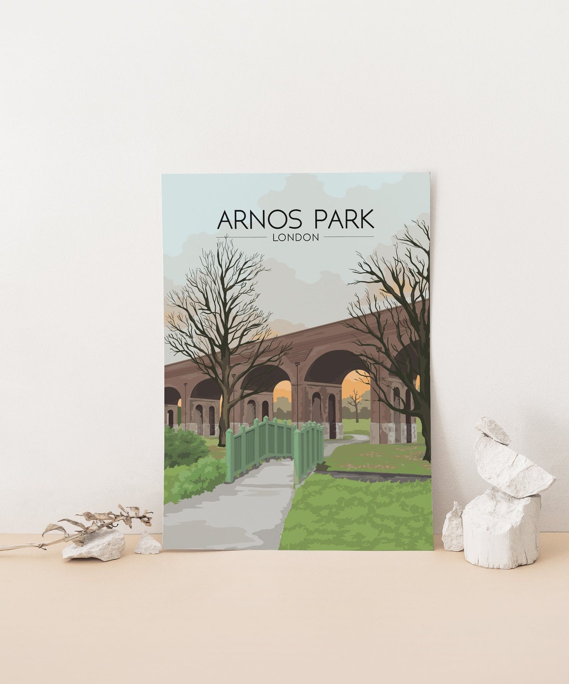 Arnos Park London Railway Viaduct Arches Vintage Travel Art Poster - Image 4
