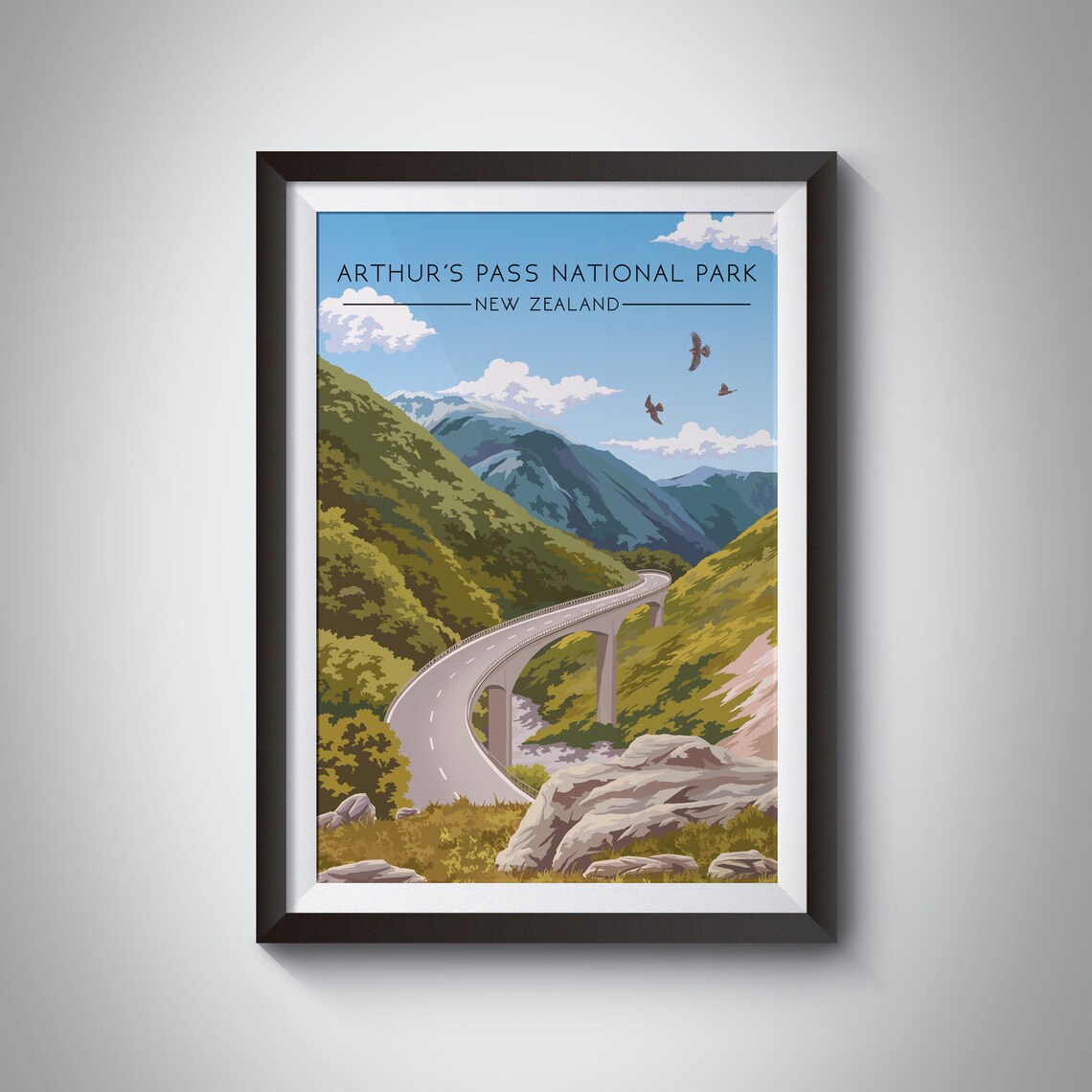 Arthur's Pass National Park Vintage Travel Poster