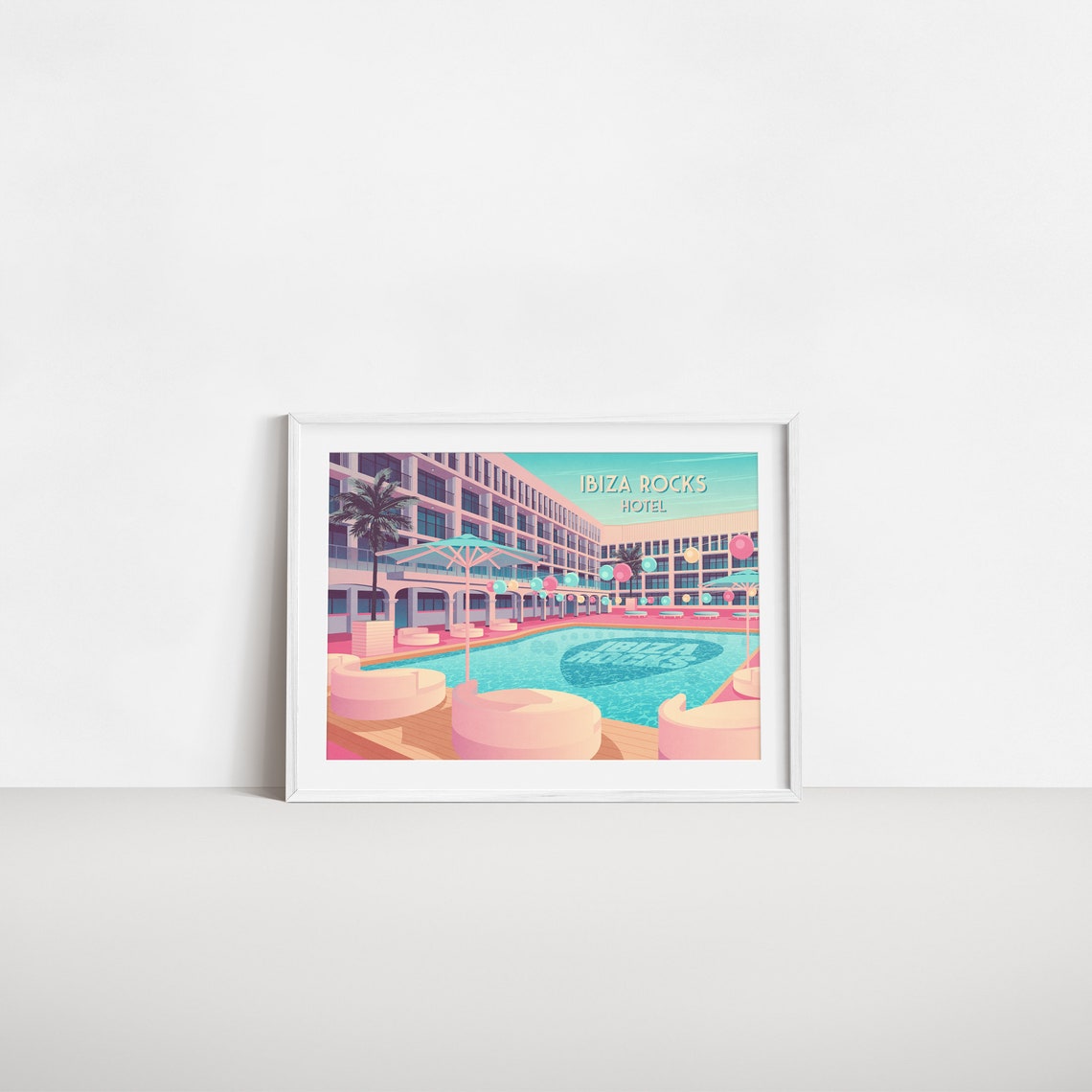 Ibiza Rocks Hotel Poster San Antonio Club Paraiso Mediterraneo Ibiza Nightclub Travel Print Space Eden Amnesia Pacha Pool Party Art - Image 2