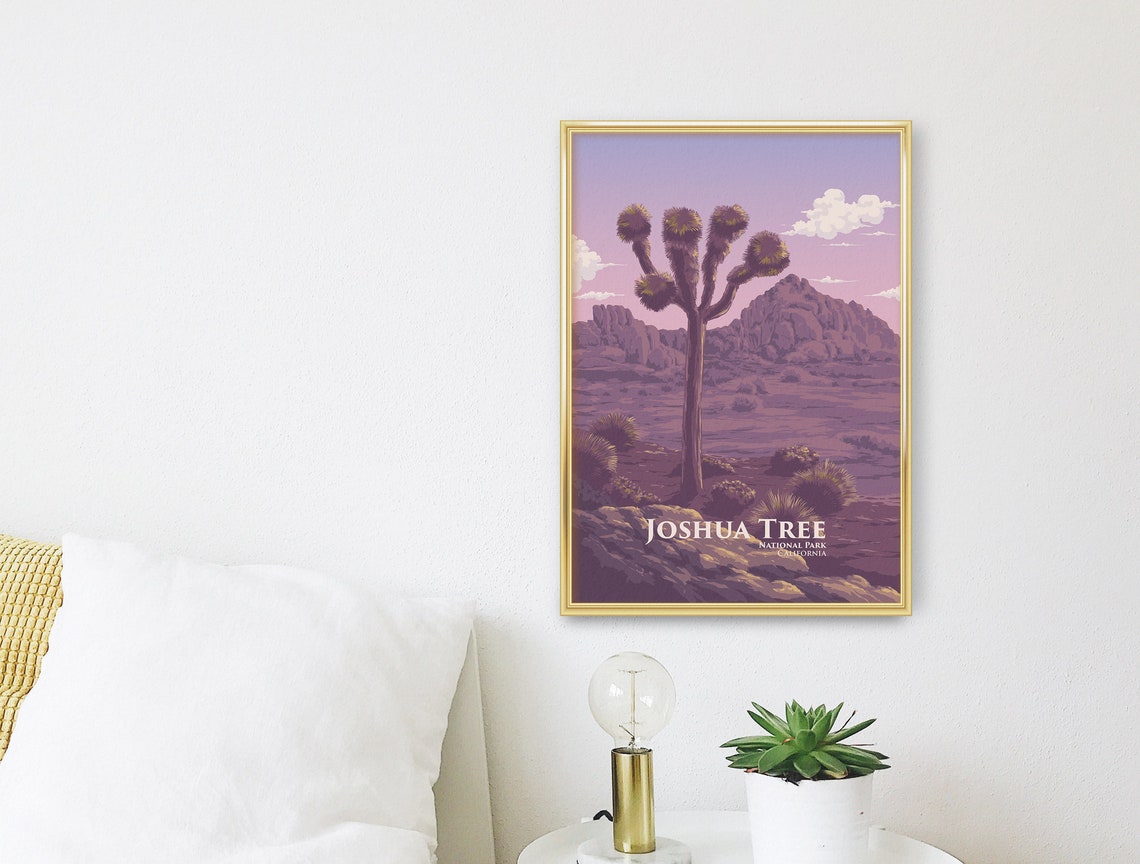Joshua Tree National Park Desert Dusk Lone Tree Vintage Poster - Image 3