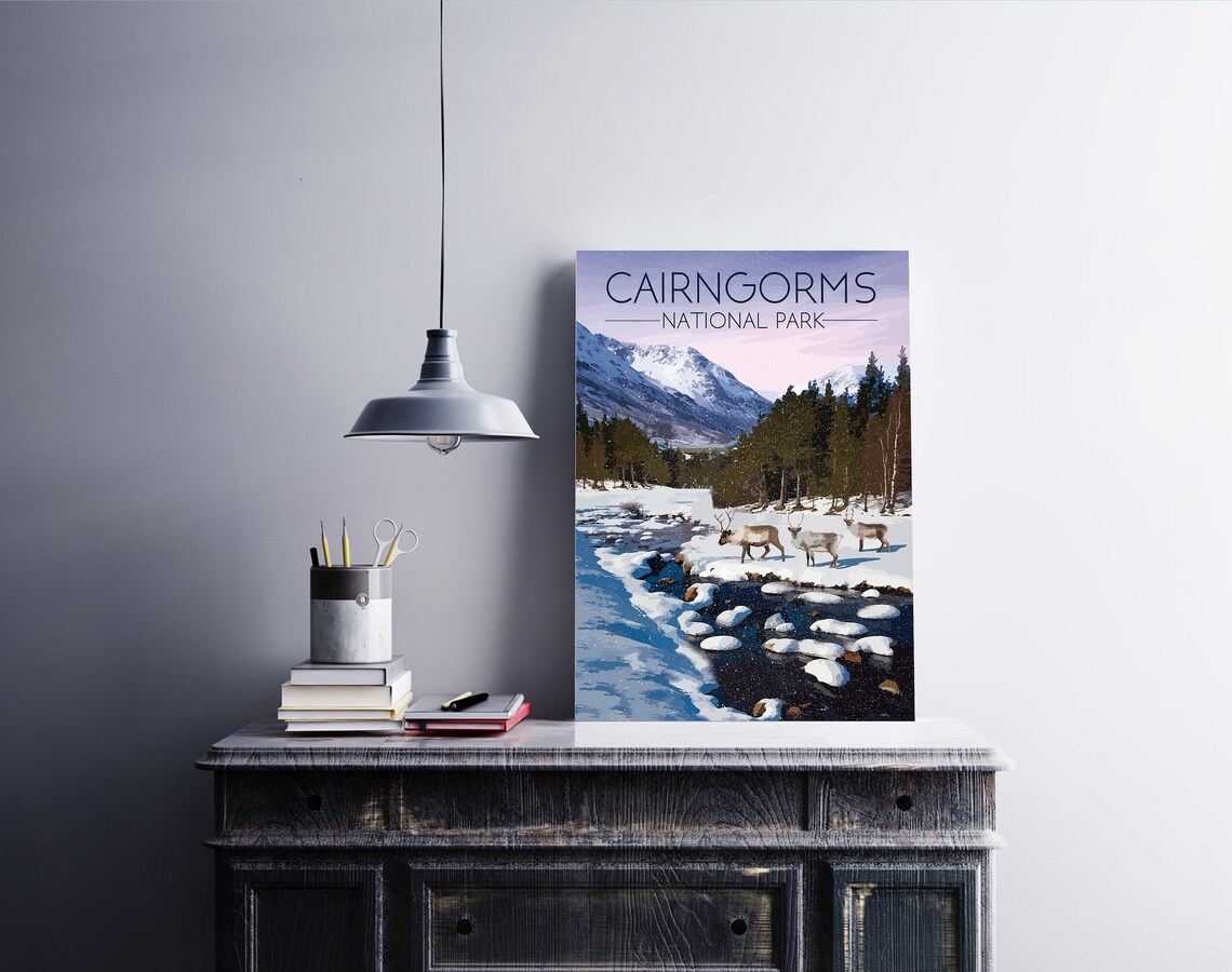 Cairngorms National Park Retro Railway Travel Poster - Image 2