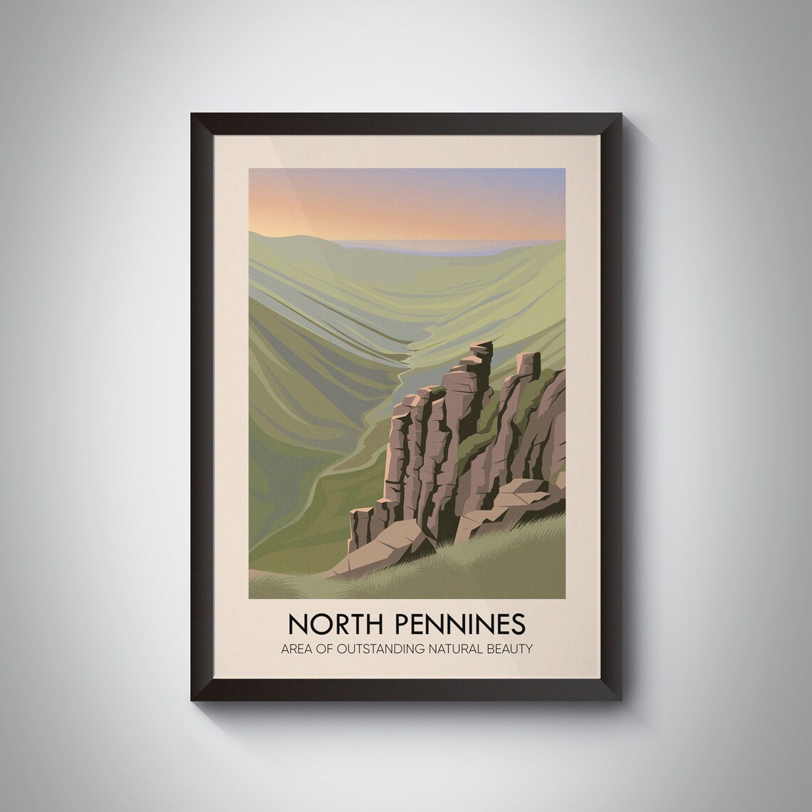 North Pennines AONB Vintage Travel Poster Print