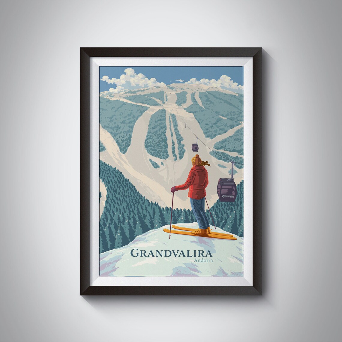 Grandvalira Ski Resort Vintage Travel Poster