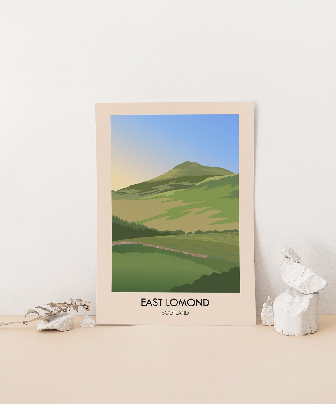 East Lomond Scotland Travel Poster Falkland Hill Fife West Lomond Scottish Highlands Wall Art Print Fife Munros Hiking Lomond Hills - Image 4
