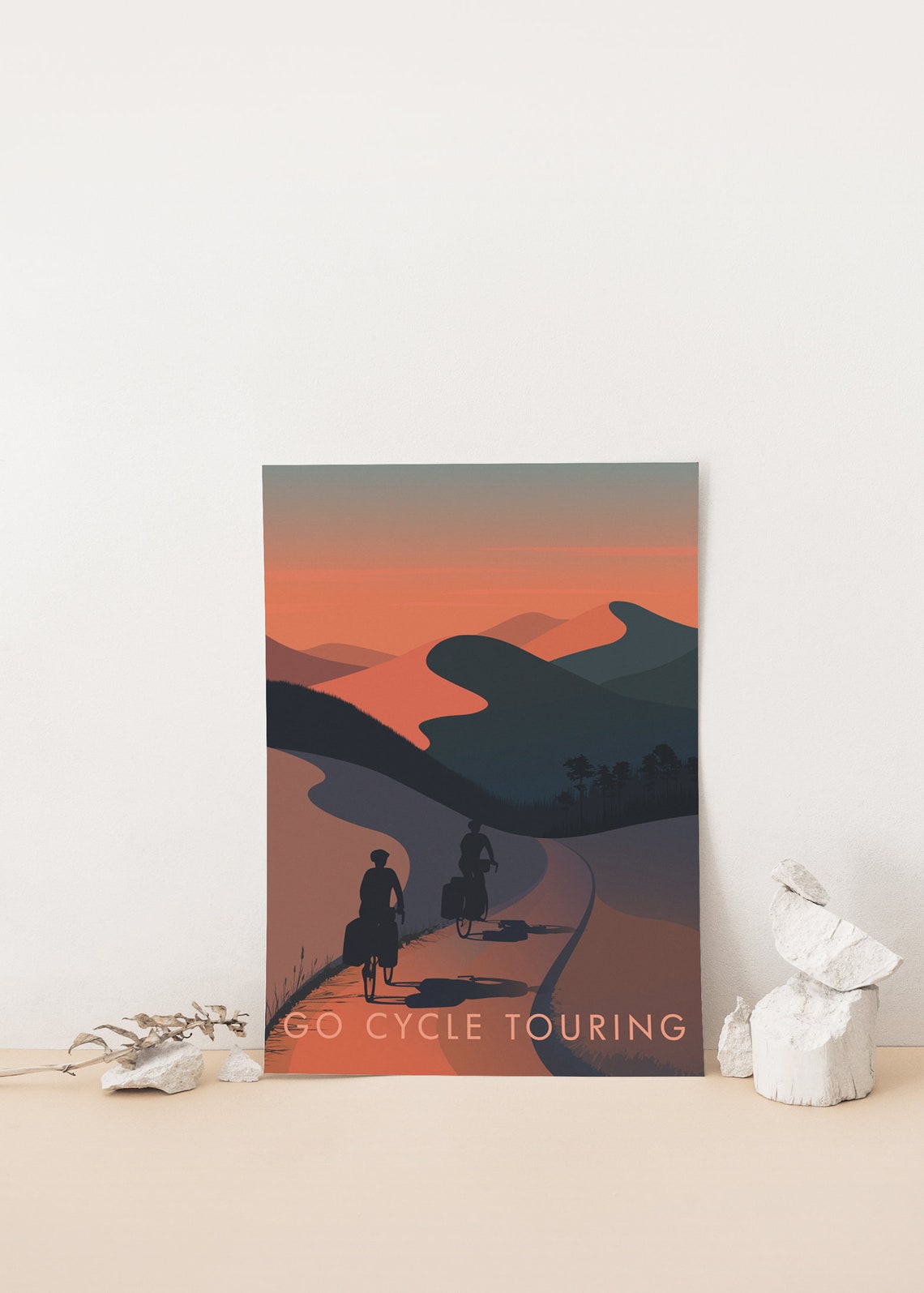 Go Cycle Touring Sunset Cyclists Retro Adventure Travel Poster - Image 4