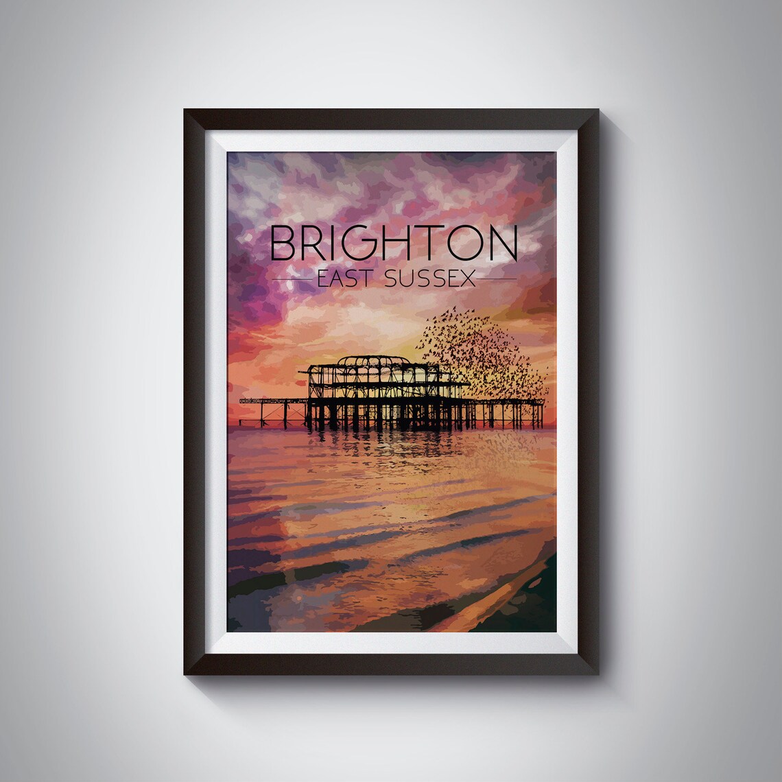 Brighton Beach Travel Poster, West Pier East Sussex