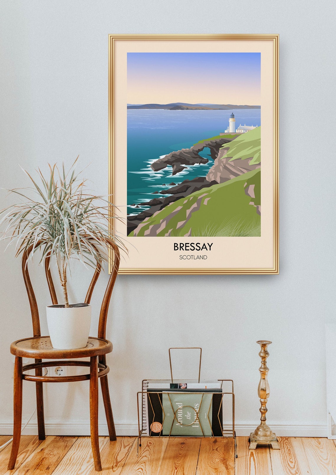 Bressay Shetland Scotland Lighthouse Rocky Cliff Coastline Poster - Image 2