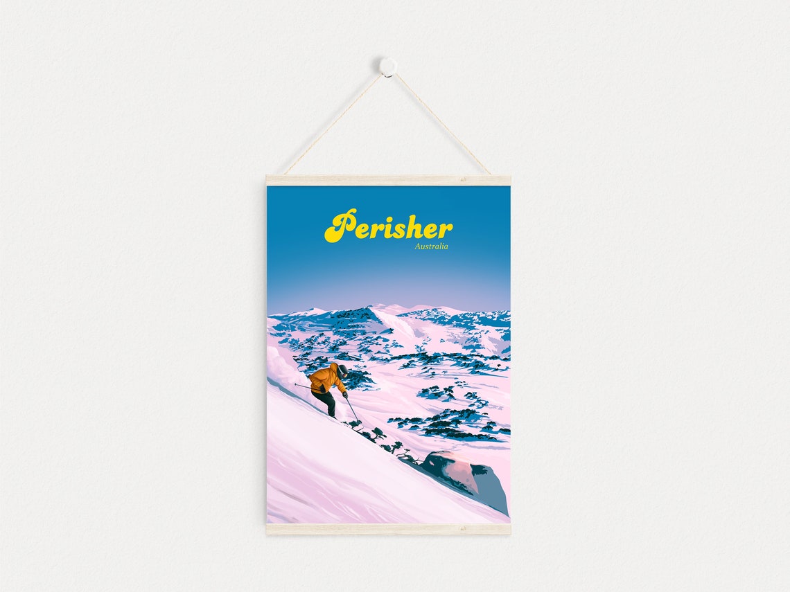 Perisher Australia Alpine Skiing Retro Ski Resort Travel Poster - Image 4