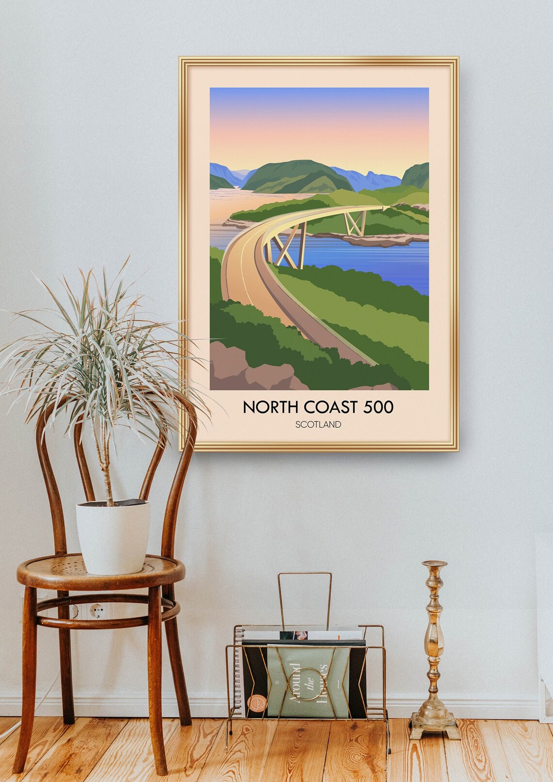 North Coast 500 Scotland Kylesku Bridge Route Vintage Travel Poster - Image 2
