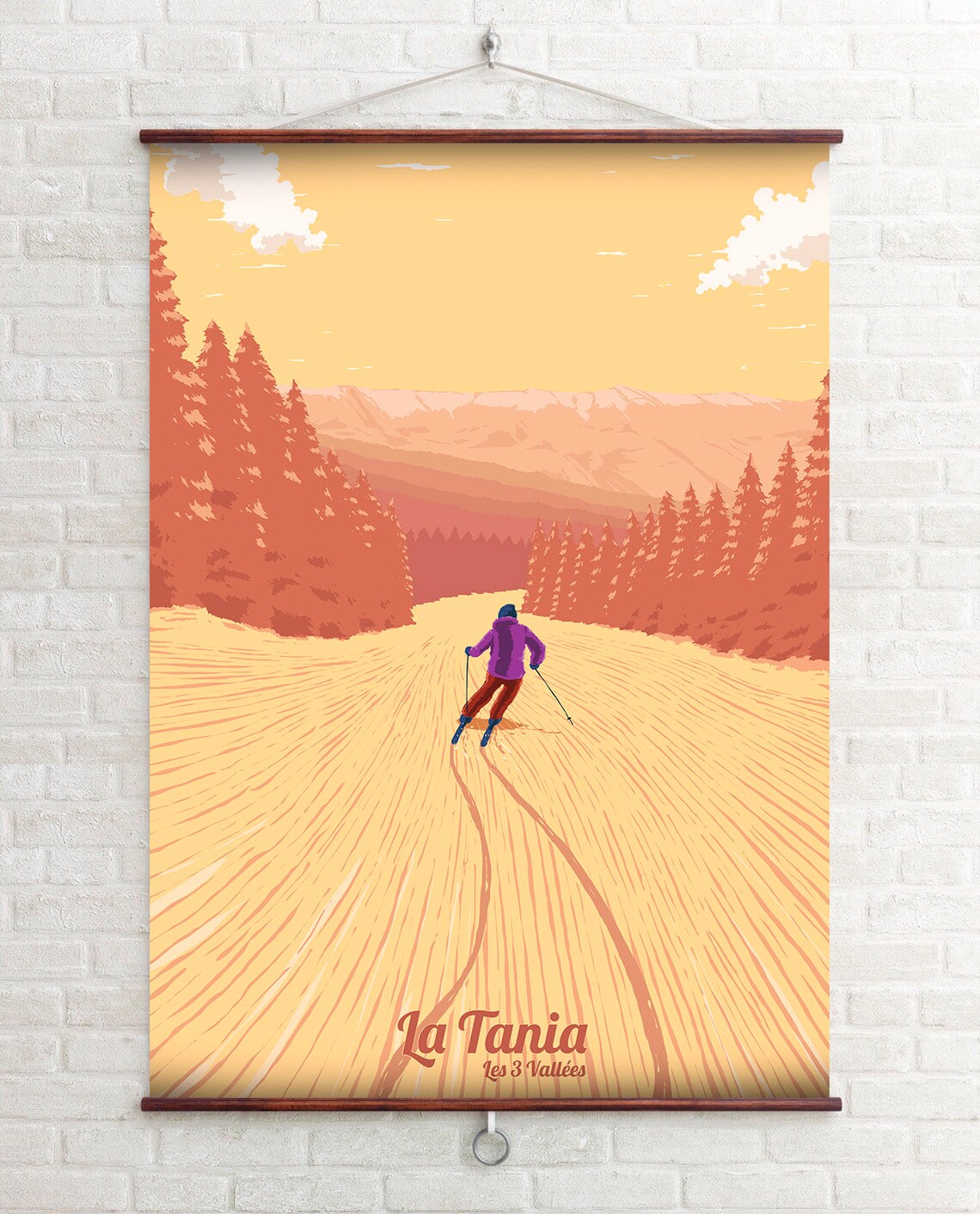 La Tania Ski Resort Retro Skiing Travel Poster - Image 4