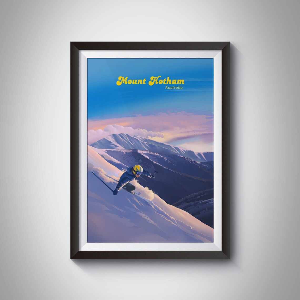 Mount Hotham Ski Resort Travel Poster, Victoria
