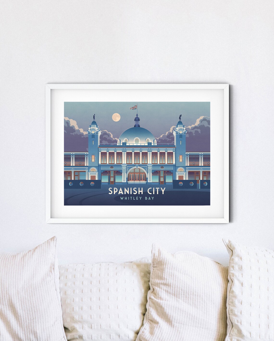 Spanish City Moonrise Vintage Whitley Bay Seaside Dome Poster - Image 2