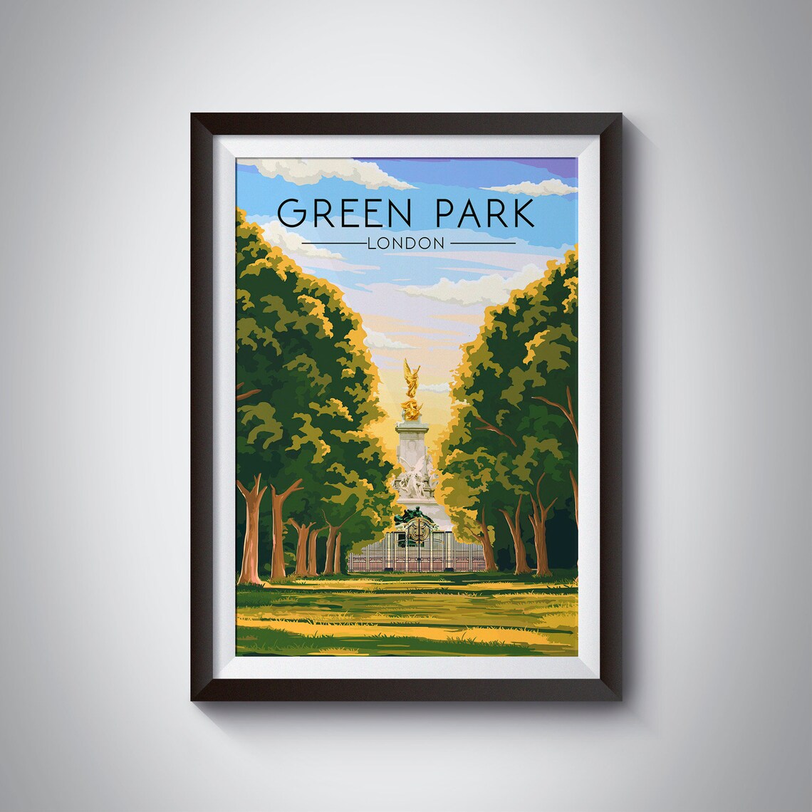 Green Park London Travel Poster, Royal Parks Print