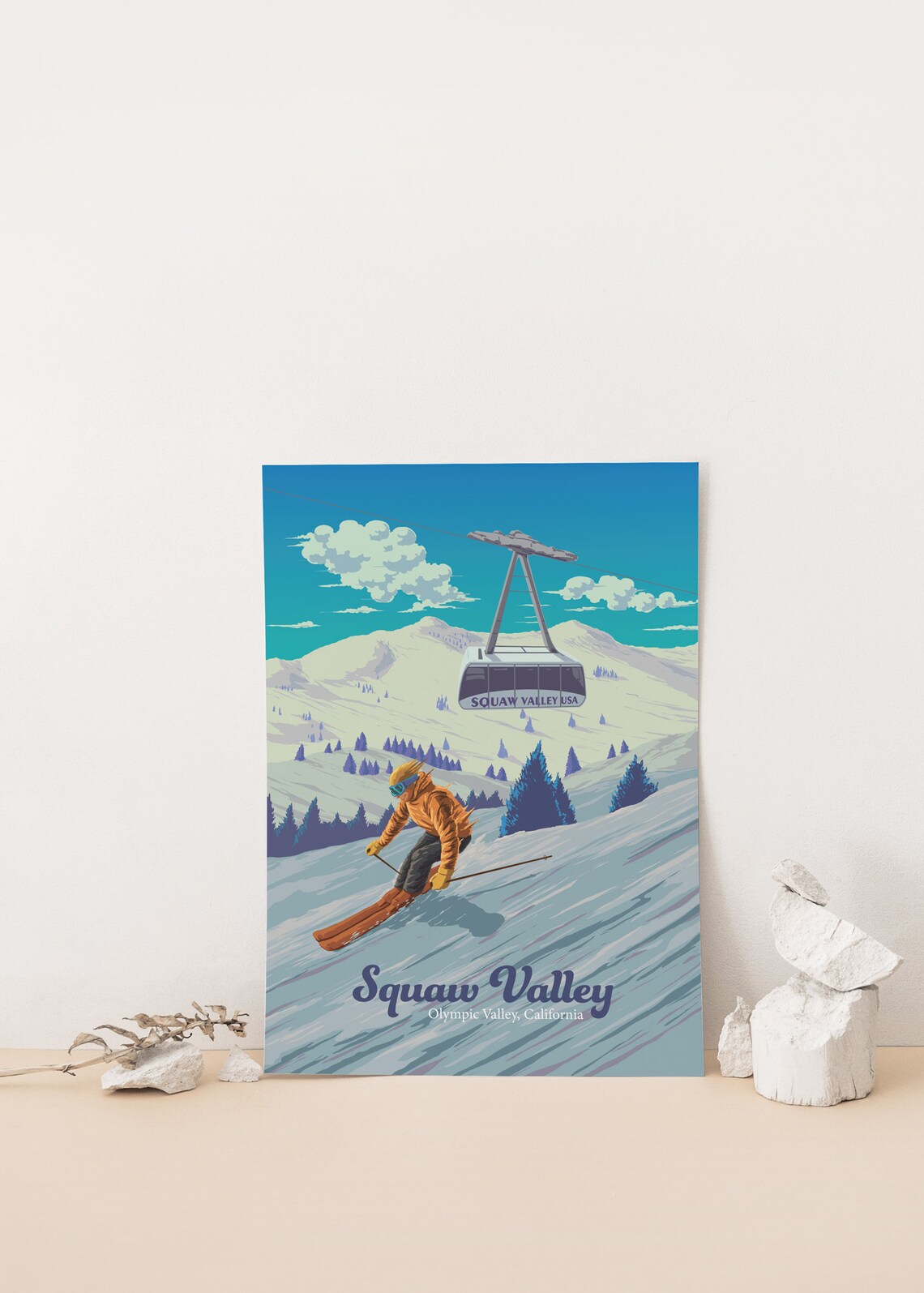 Squaw Valley Ski Resort Vintage Travel Poster - Image 4