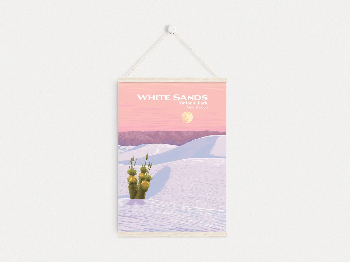 White Sands New Mexico Moonlit Gypsum Dunes Vintage Travel Poster - Image 4