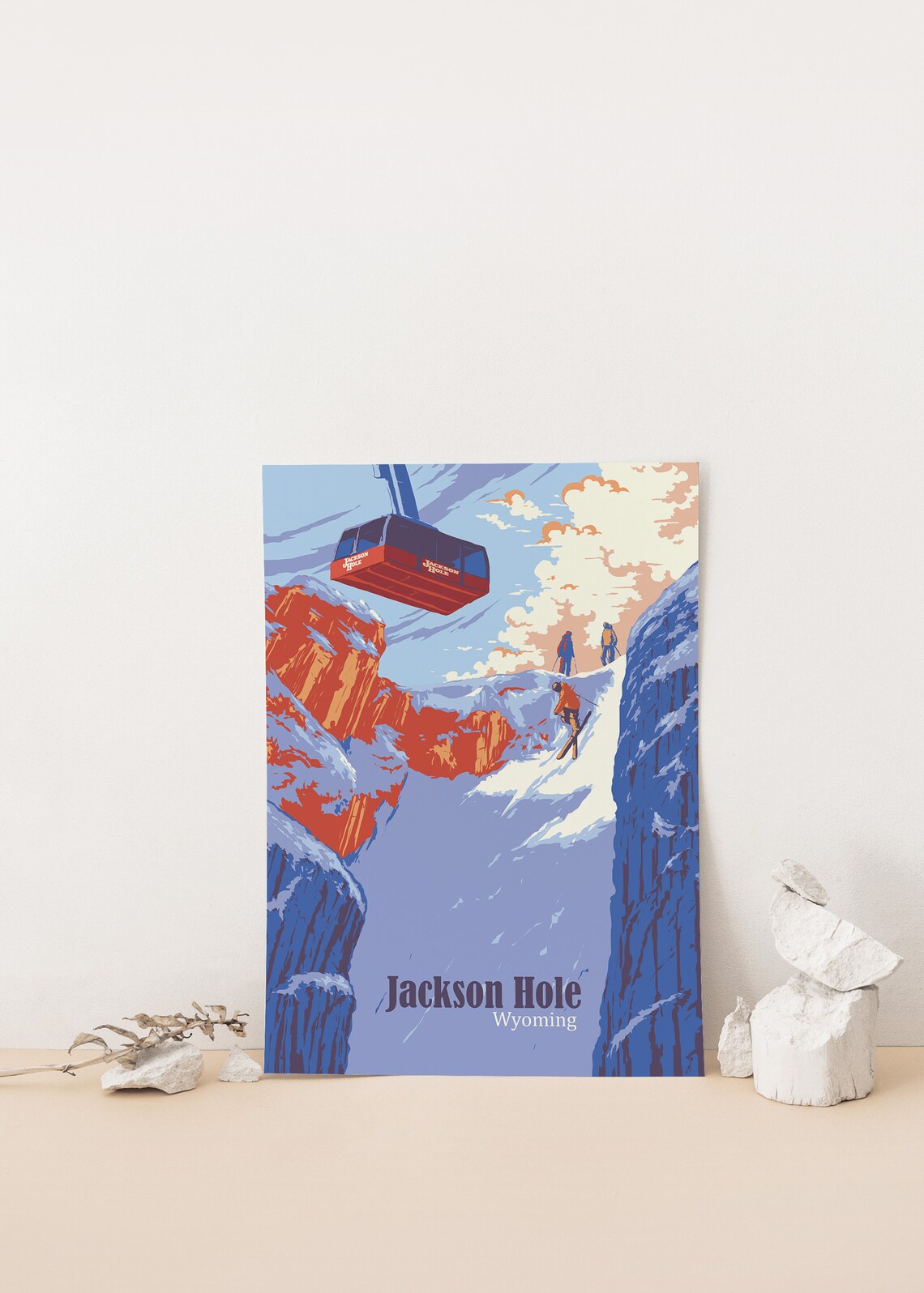 Jackson Hole Skiing Travel Poster, Wyoming Resort - Image 4