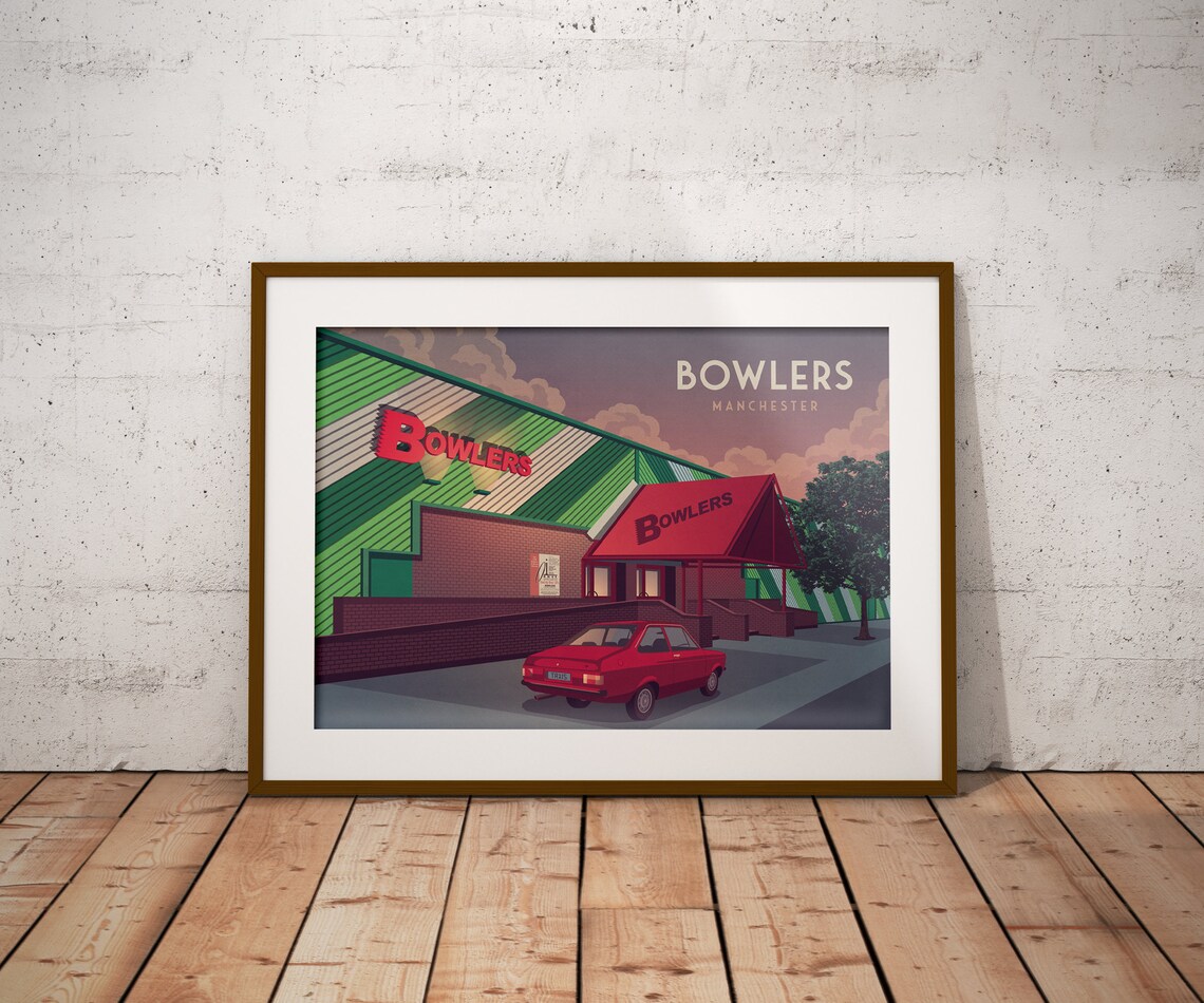 Bowlers Manchester 90s Rave Venue Retro Nightclub Building Poster - Image 4