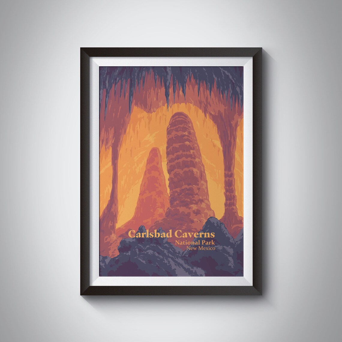 Carlsbad Caverns National Park Poster New Mexico Usa Travel Print Vintage Travel Print Guadalupe Mountains The Big Room Retro Art Gift