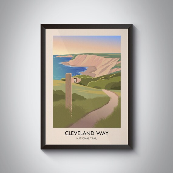 Cleveland Way National Trail Coastal Cliffs Hiking Travel Poster