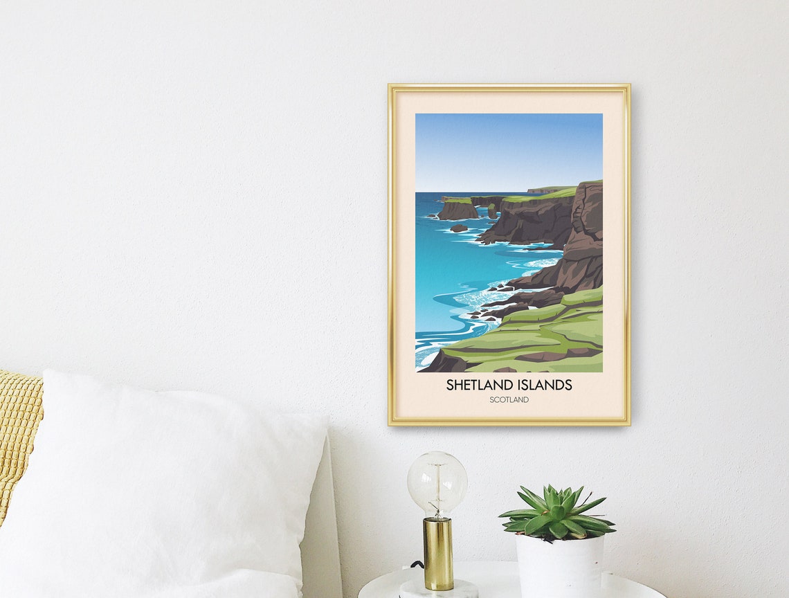 Shetland Islands Scotland Dramatic Cliffs Coast Travel Poster - Image 3