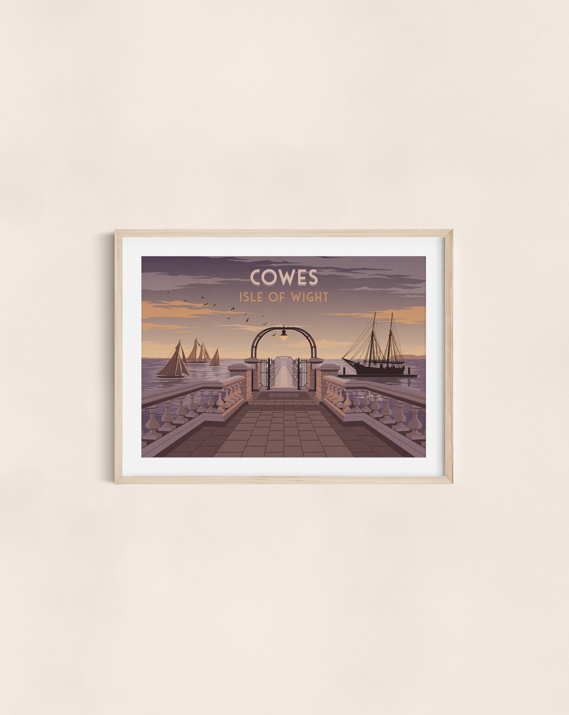 Cowes Isle Of Wight Travel Poster Seaside Print Wall Art Gift Cowes Week Sailing Isle Of Wight Art Painting Seaview The Needles - Image 3