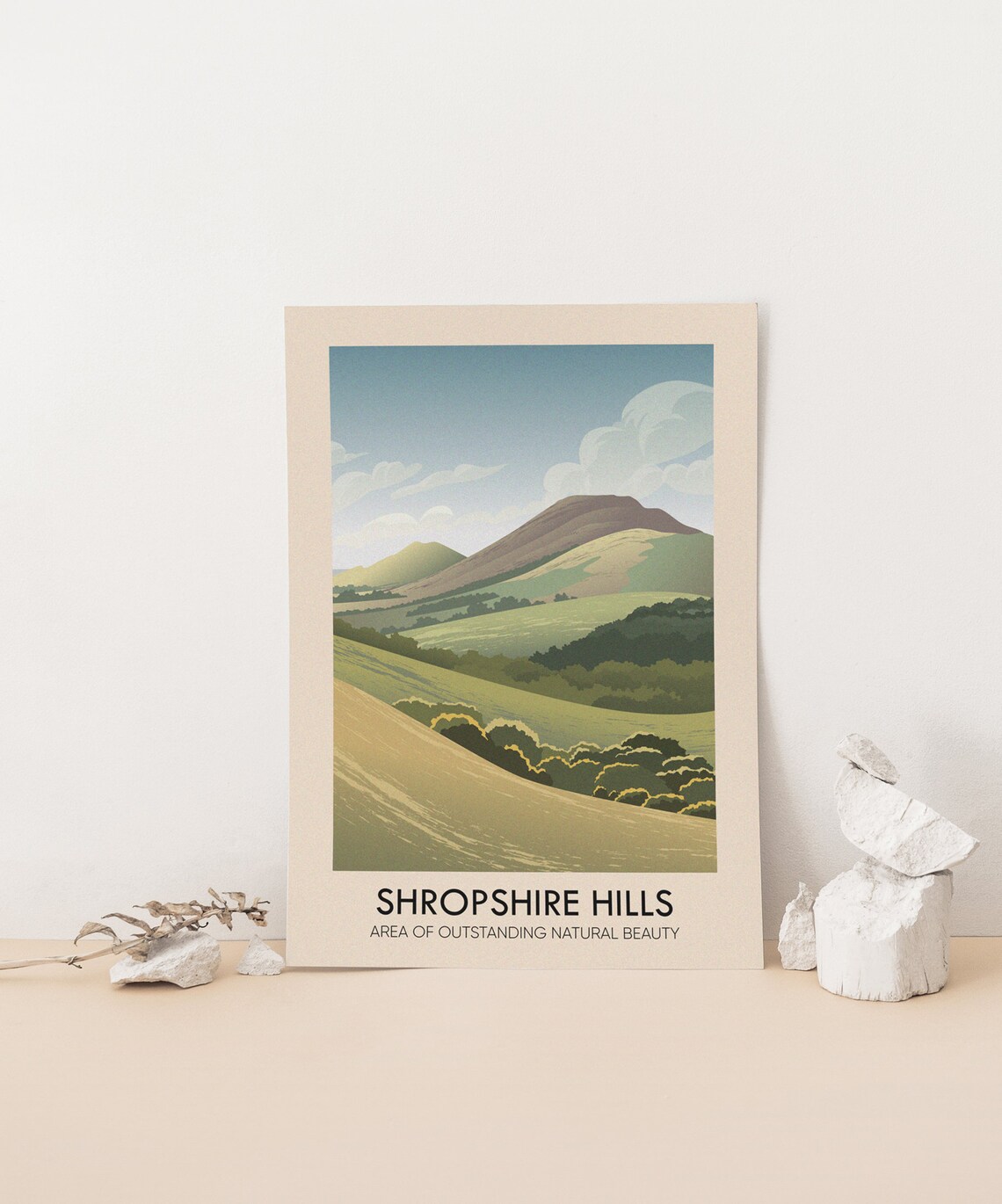 Shropshire Hills AONB Vintage Travel Poster, Shrewsbury - Image 4