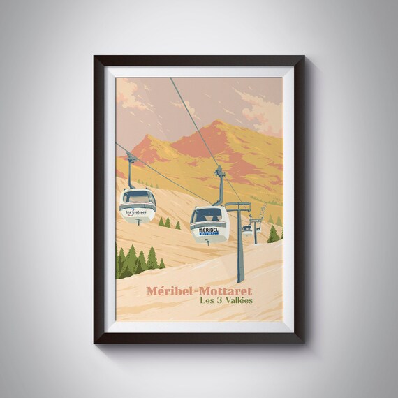 Méribel Mottaret Vintage French Alps Travel Poster