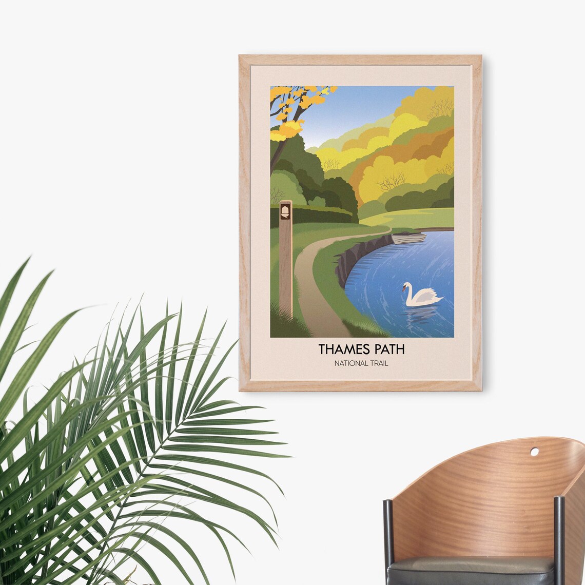 Thames Path National Trail Vintage Travel Poster - Image 3