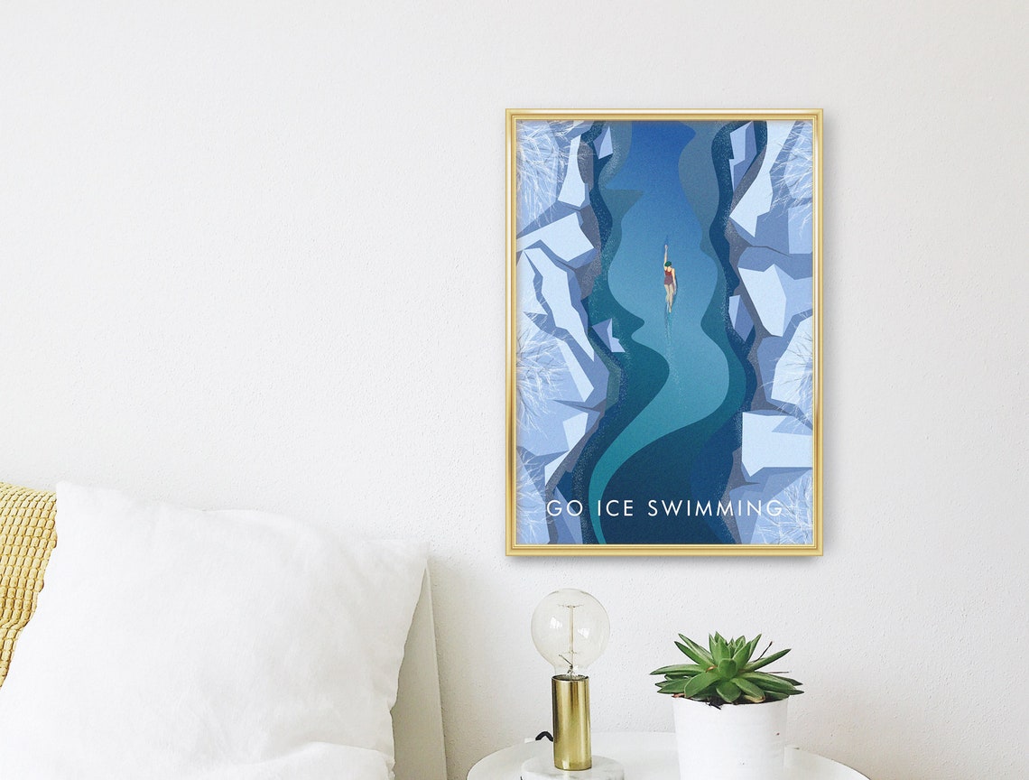 Go Ice Swimming Frozen Channel Adventure Swimming Travel Poster - Image 3