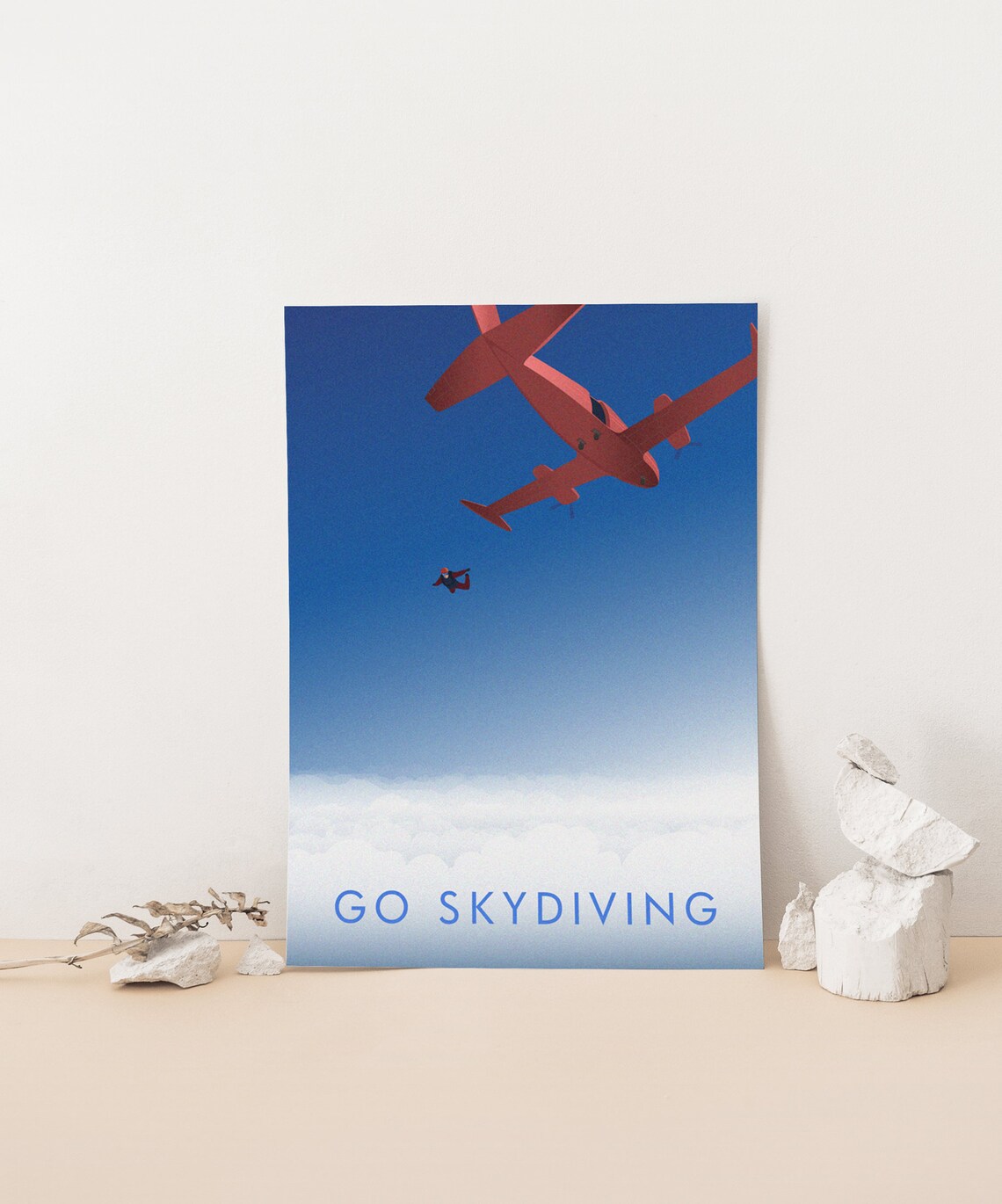 Go Skydiving Retro Travel Poster, Adventure Print - Image 4