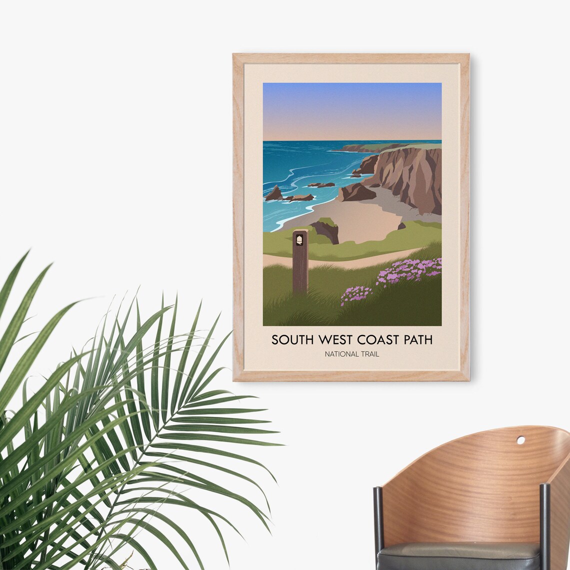 South West Coast Path Travel Poster, National Trail Map - Image 3