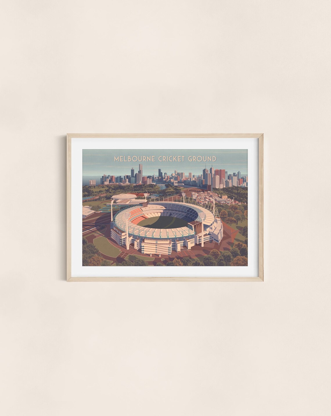Melbourne Cricket Ground MCG Stadium Skyline Sports Travel Poster - Image 3