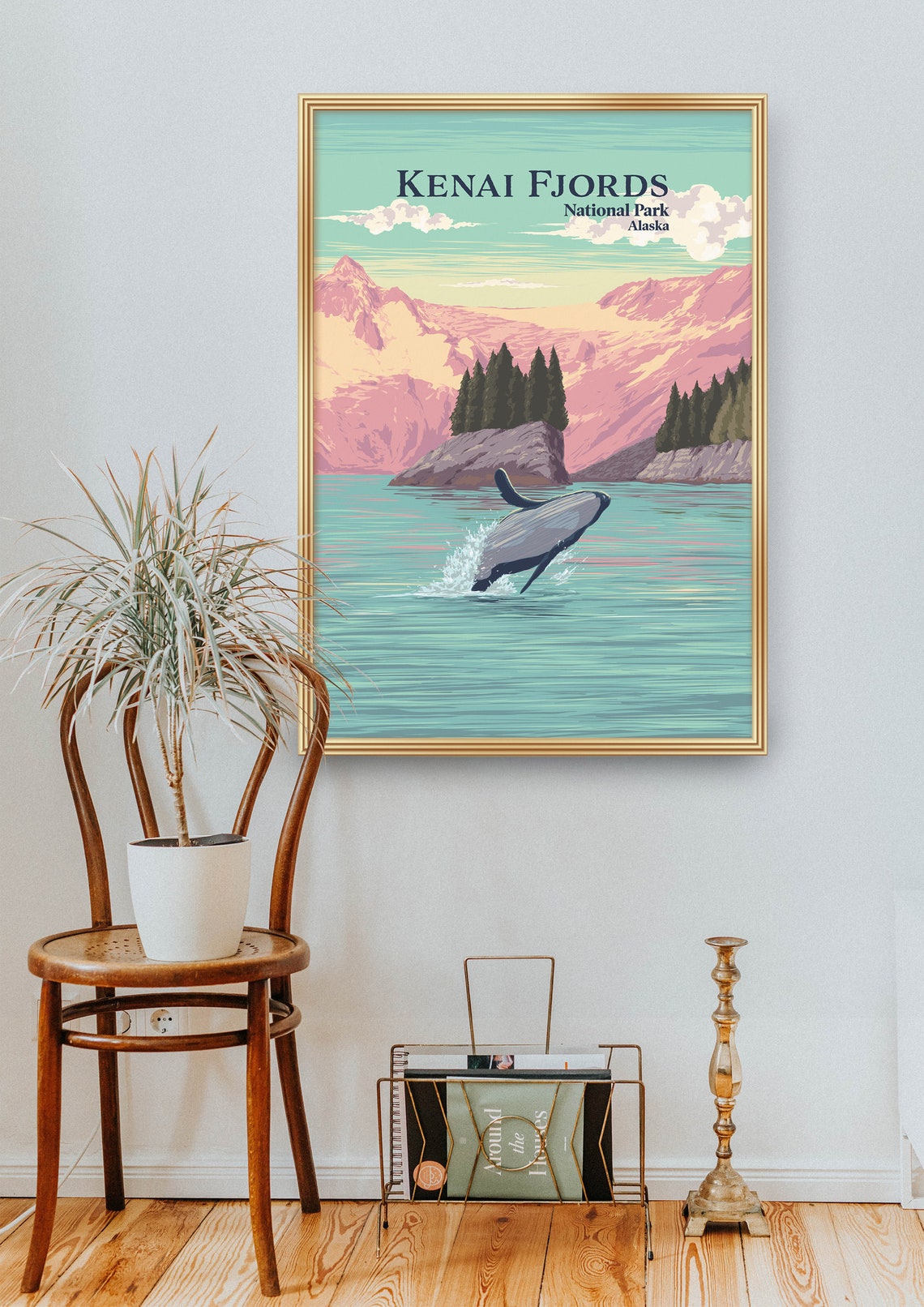 Kenai Fjords National Park Poster Alaska Usa Harding Icefield Glaciers Kenai Peninsula Vintage Travel Prints Retro Art Framed Print - Image 2