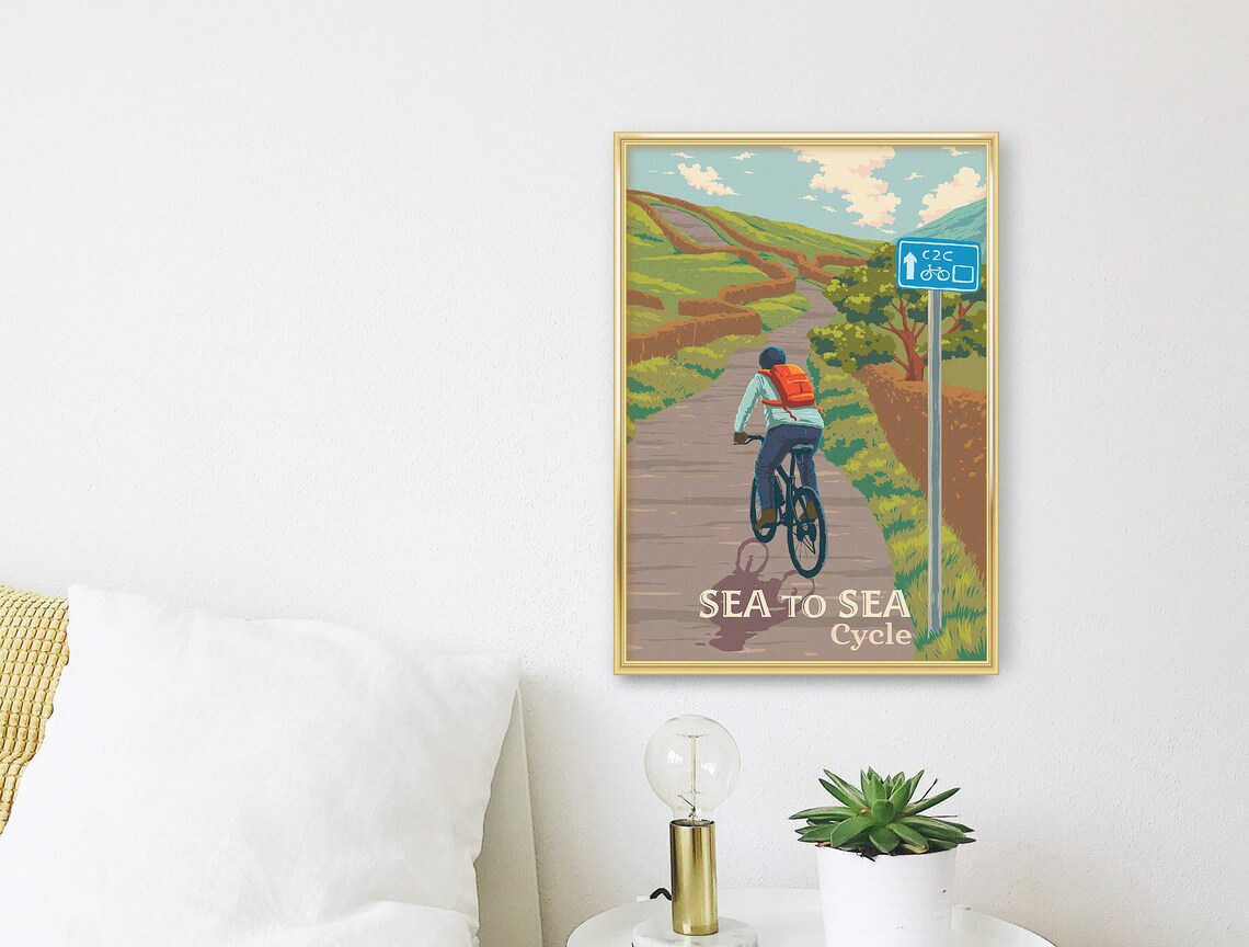 Sea to Sea Cycling Route Art Print, Coast to Coast - Image 3