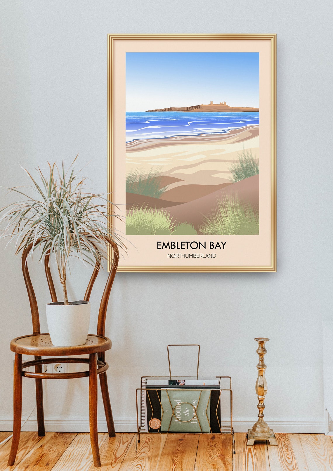 Embleton Bay Poster Northumberland Newtonbythesea Craster Dunstanburgh Castle North East England Vintage Travel Print Hiking Art - Image 2