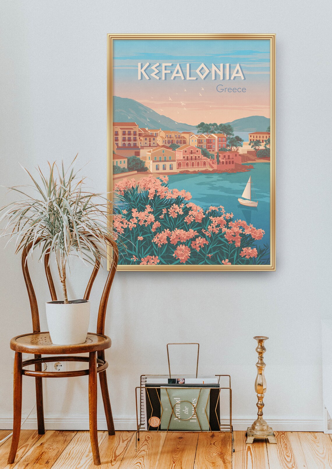 Kefalonia Greece Ionian Island Seaside Blossom Vintage Travel Poster - Image 2
