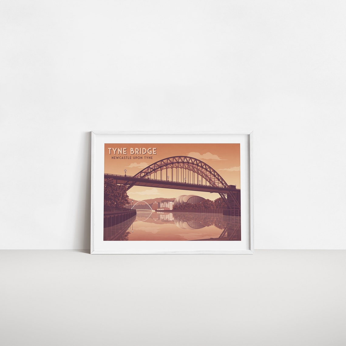 Tyne Bridge Newcastle Upon Tyne Sunset Vintage Travel Poster - Image 2