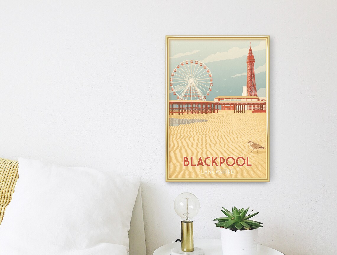 Blackpool Travel Poster, Lancashire Art Deco Print - Image 4