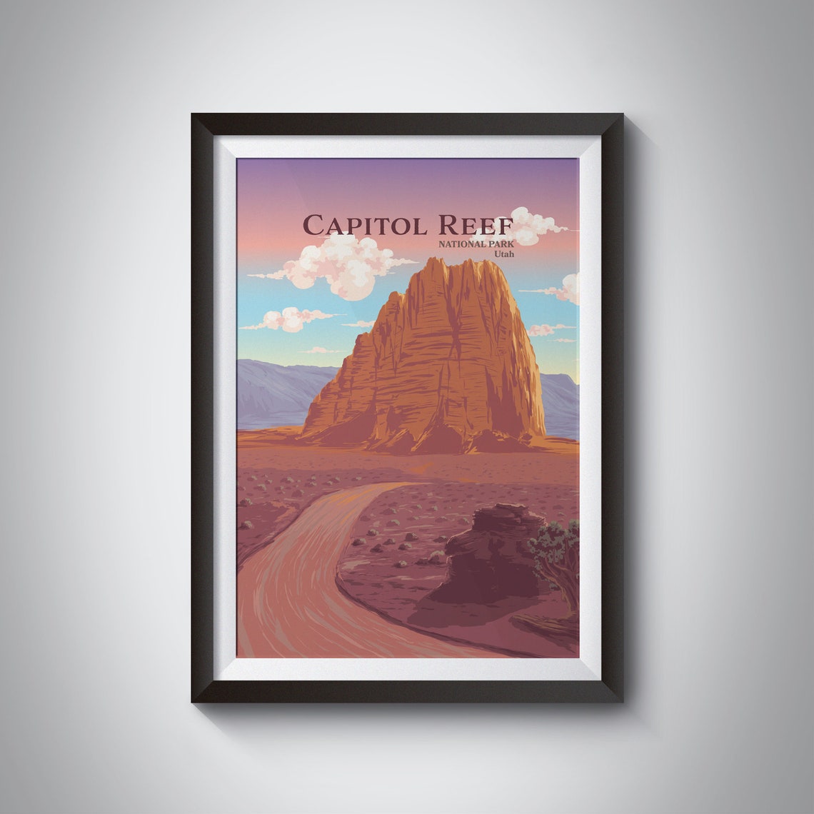 Capitol Reef National Park Utah Usa Travel Prints Navajo Dome Cathedral Valley Temple Of The Sun Vintage Travel Poster Retro Wall Art