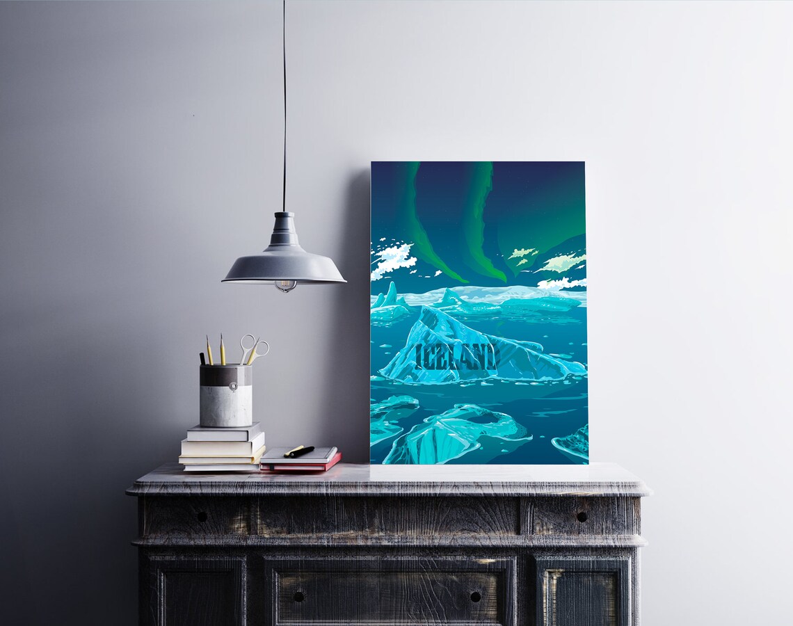 Iceland Travel Poster, Northern Lights National Park - Image 2