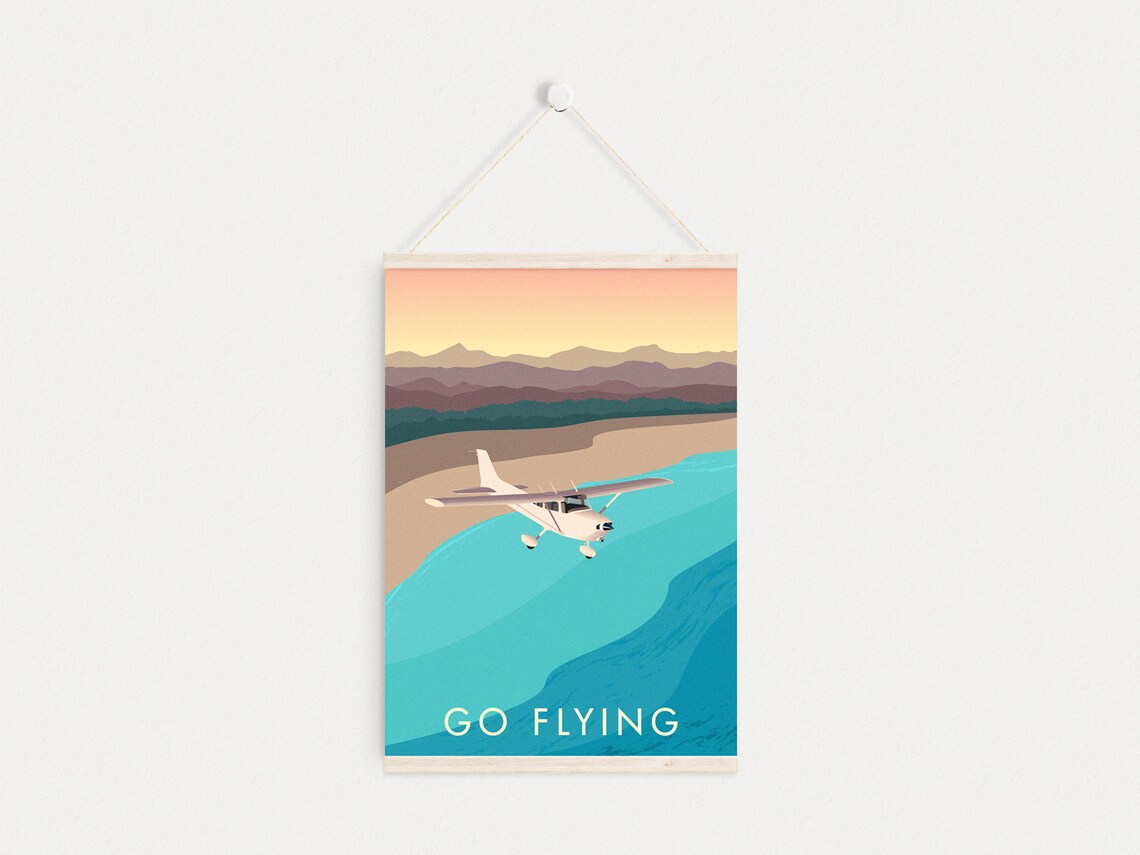 Go Flying Vintage Travel Poster, Aviation Art Print - Image 4