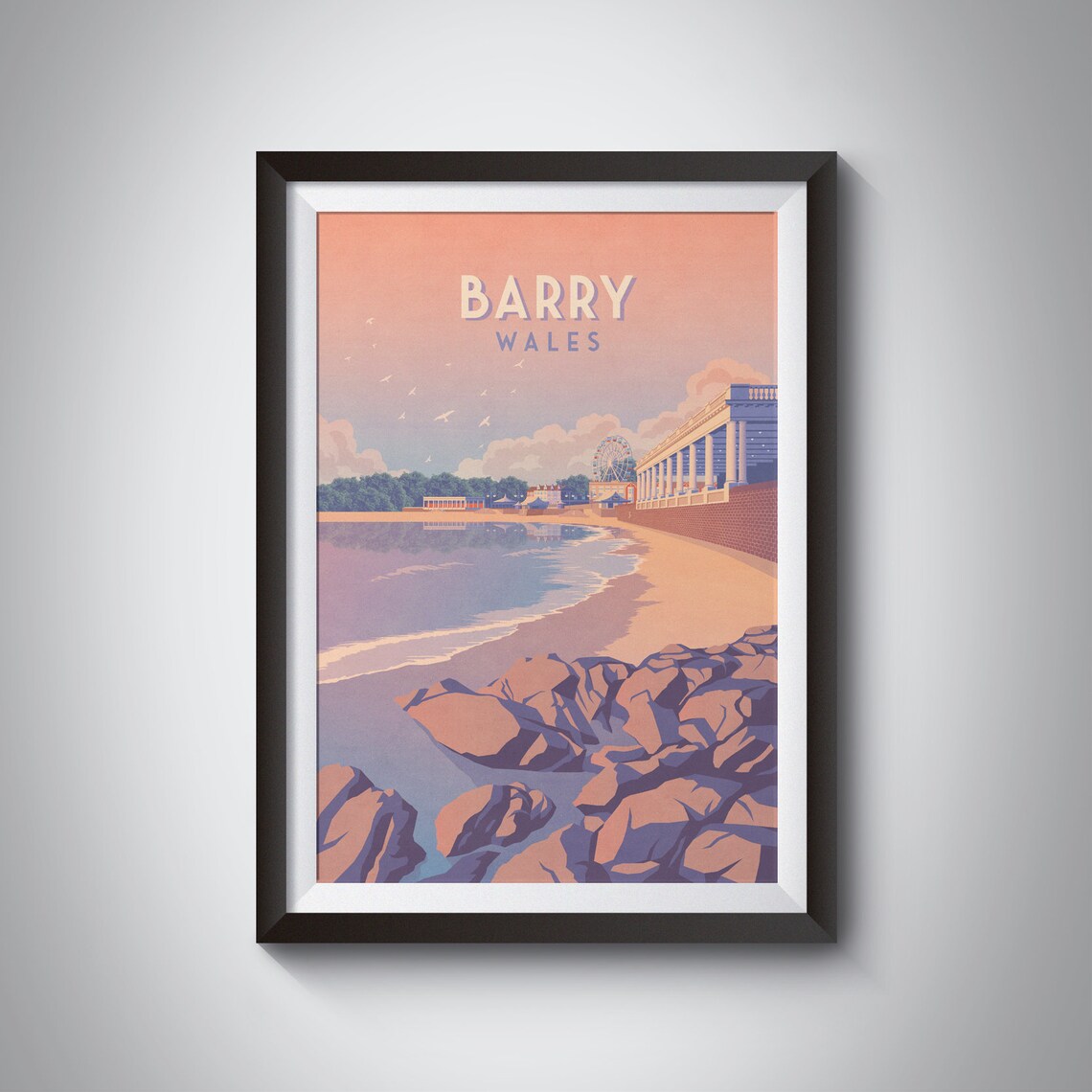 Barry Wales Vintage Travel Poster, Seaside Beach