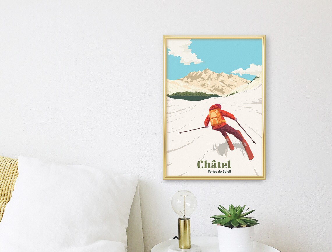 Chatel Ski Resort Vintage Retro Travel Poster - Image 3