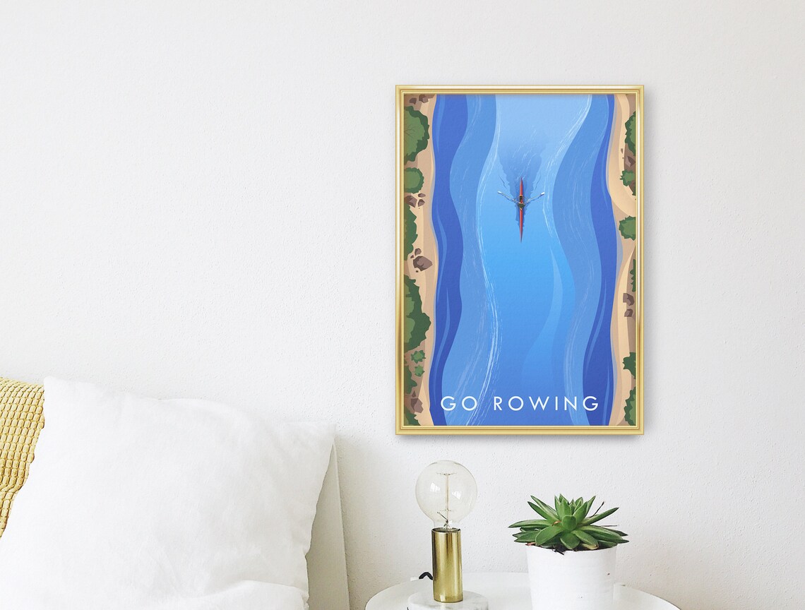 Go Rowing Vintage Travel Poster, Oxford Cambridge Crew - Image 3