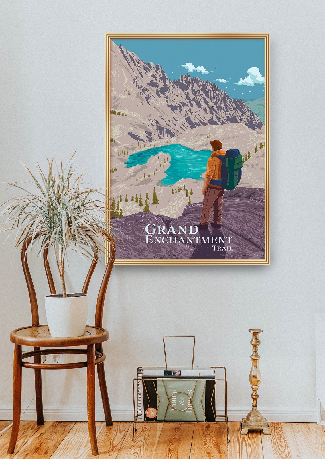 Grand Enchantment Trail Hiker Overlooking an Alpine Lake Travel Poster - Image 2