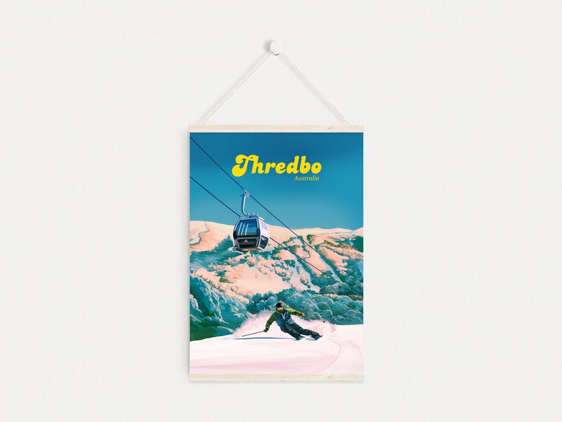 Thredbo Australia Gondola Skiing Retro Ski Resort Travel Poster - Image 4