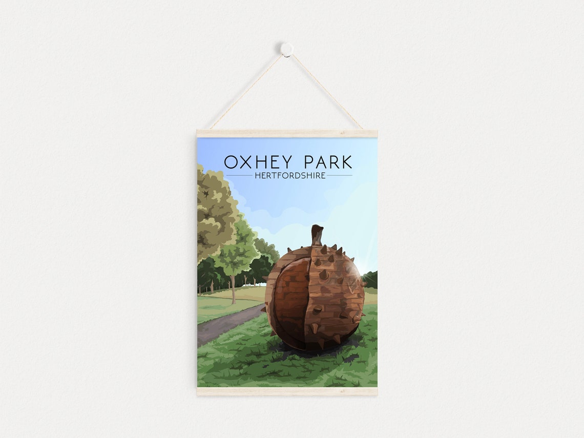 Oxhey Park Giant Conker Sculpture Hertfordshire Parkland Poster - Image 4